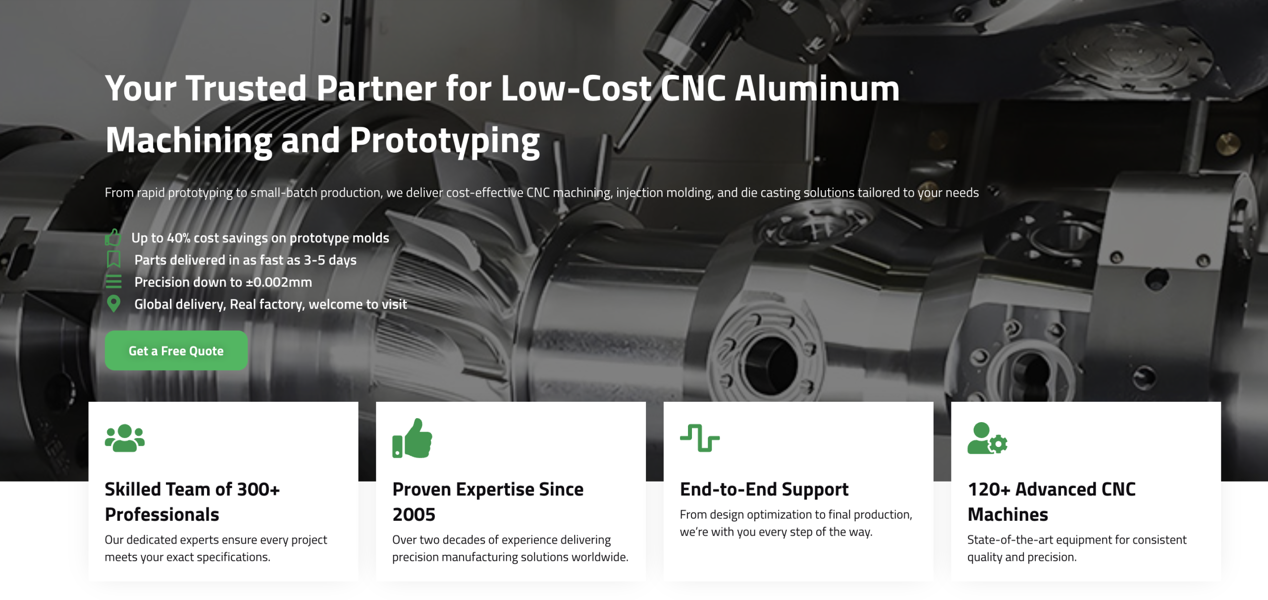 XTJ precision Mfg website home page