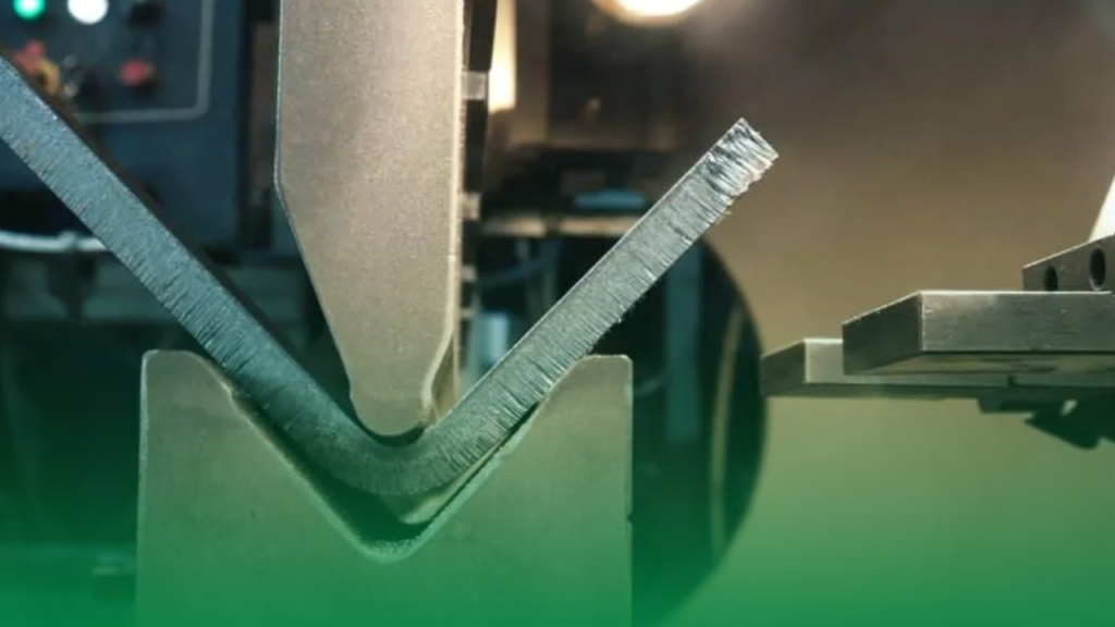 CNC press brake bending sheet metal into precise angles for custom components.
