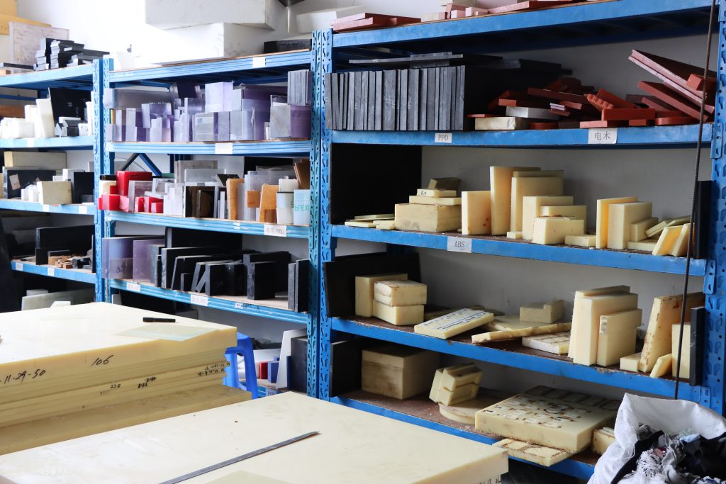 Material room of CNC plastic machining workshop
