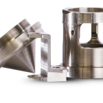 This image features a Kovar alloy machined housing from XTJ Precision Mfg, captured from a front view, emphasizing its structural integrity, photographed on July 31, 2025.
