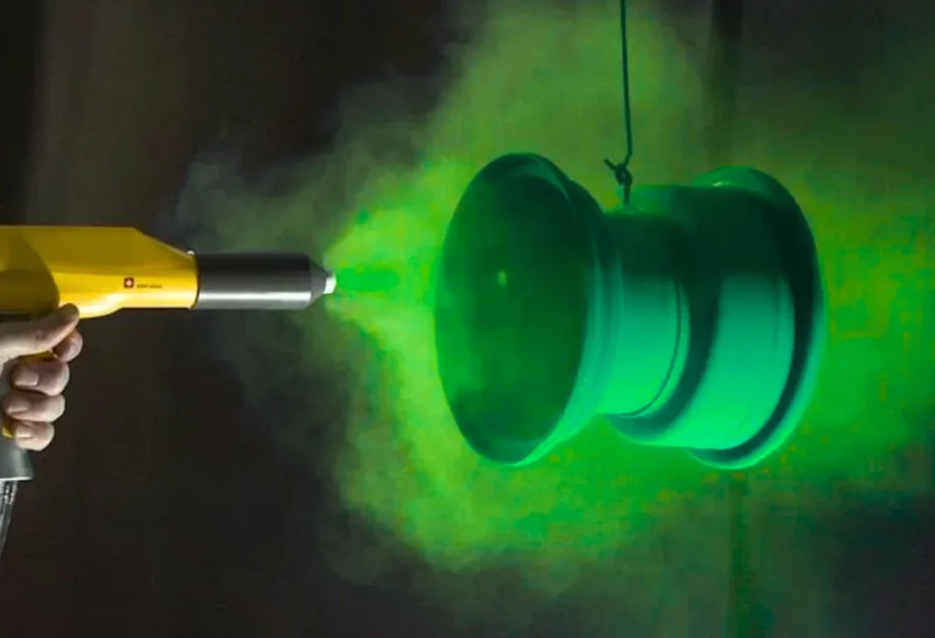 Automotive aluminum parts undergoing powder coating, a service provided by XTJ Precision Mfg.